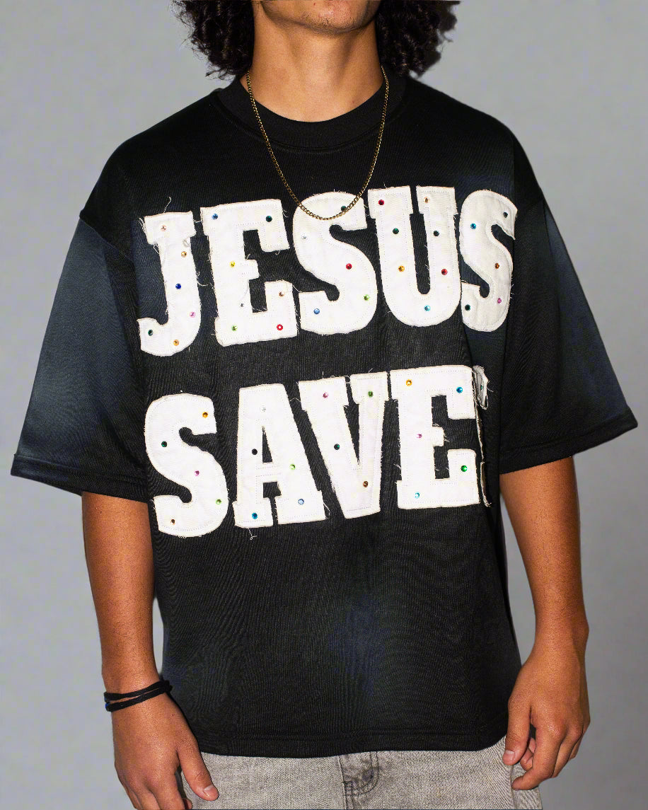 "Black" Savior Jeweled Tee
