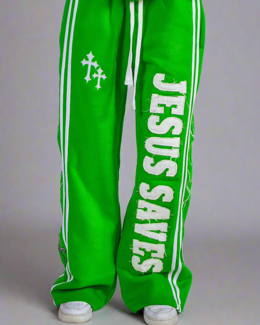 "Lime Green" Jesus Saves Sweatpants