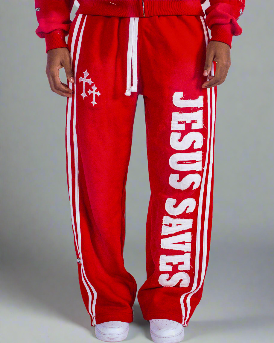 "Crimson Red" Jesus Saves Sweatpants