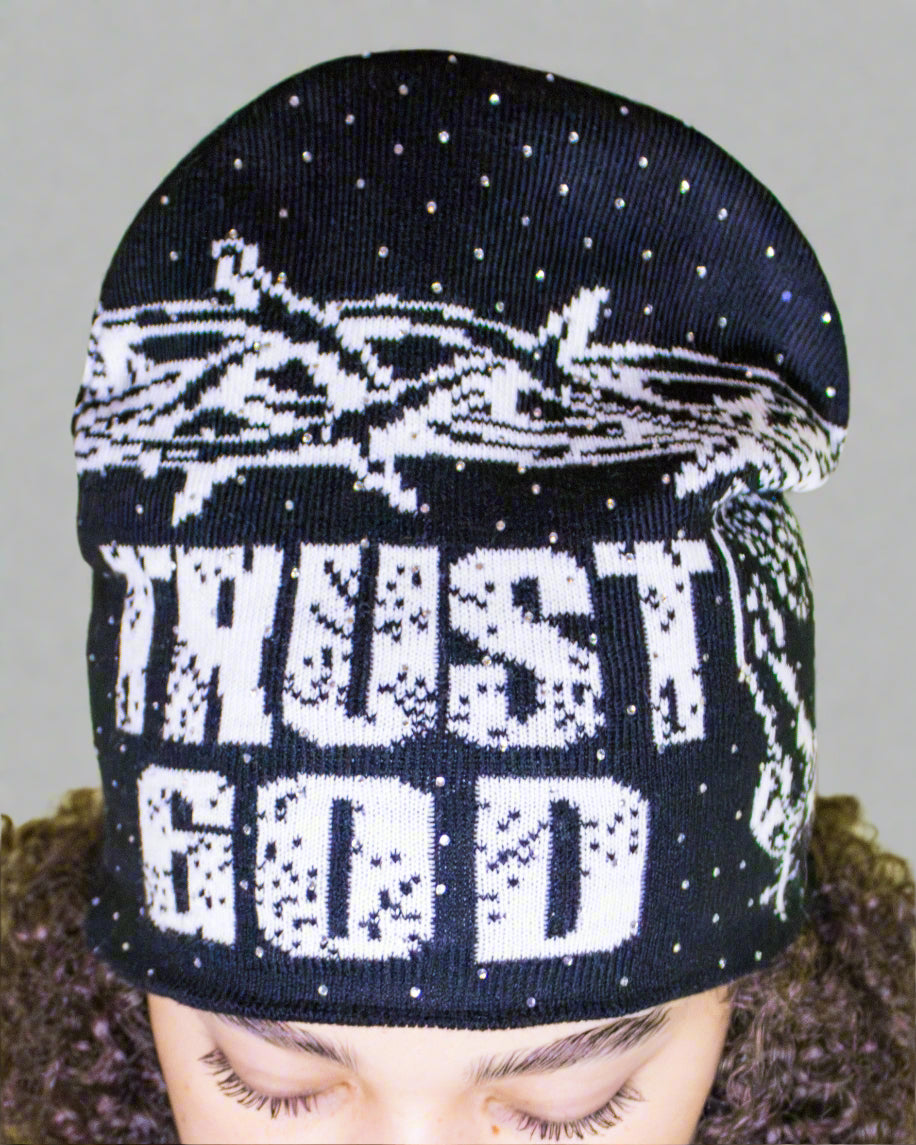 "Ash Black" Trust God Silk Lined Crown Beanie