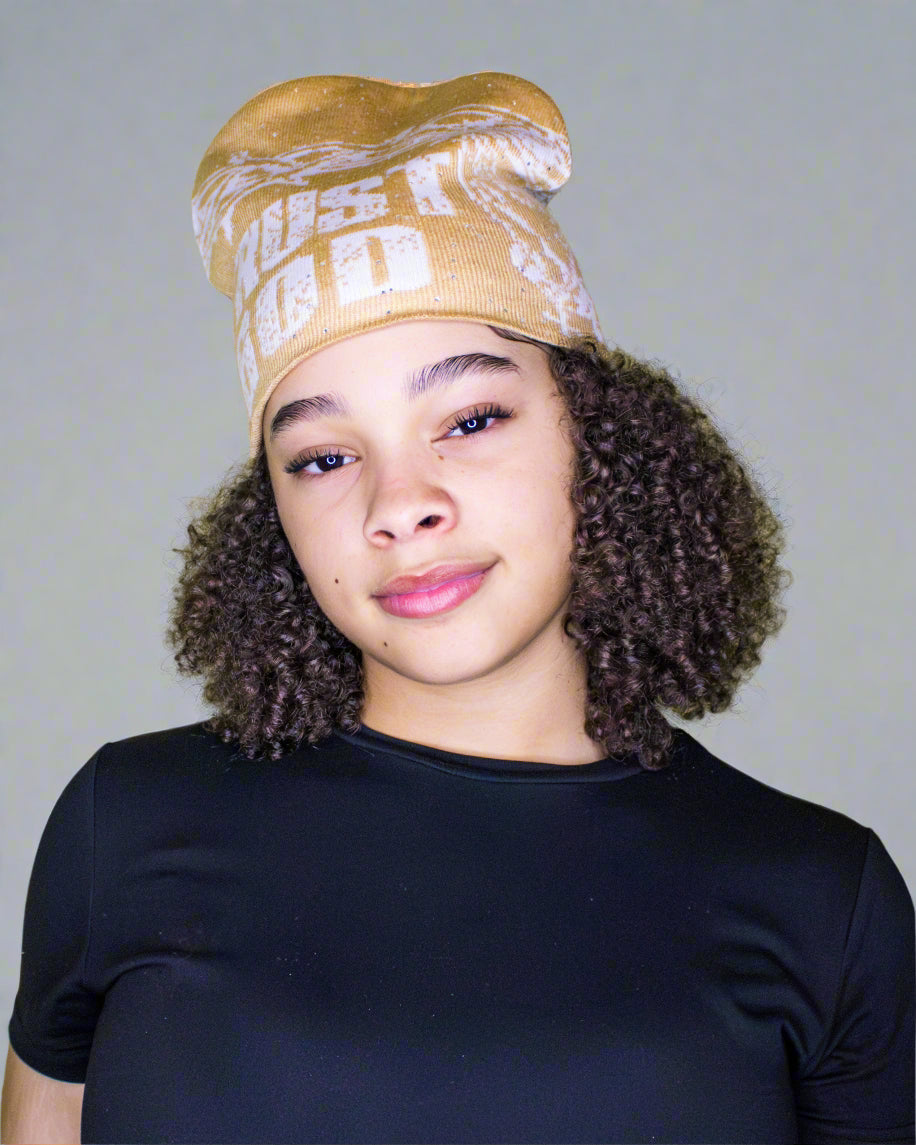 "Desert Cream" Trust God Silk Lined Crown Beanie