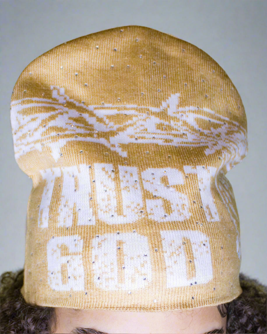 "Desert Cream" Trust God Silk Lined Crown Beanie