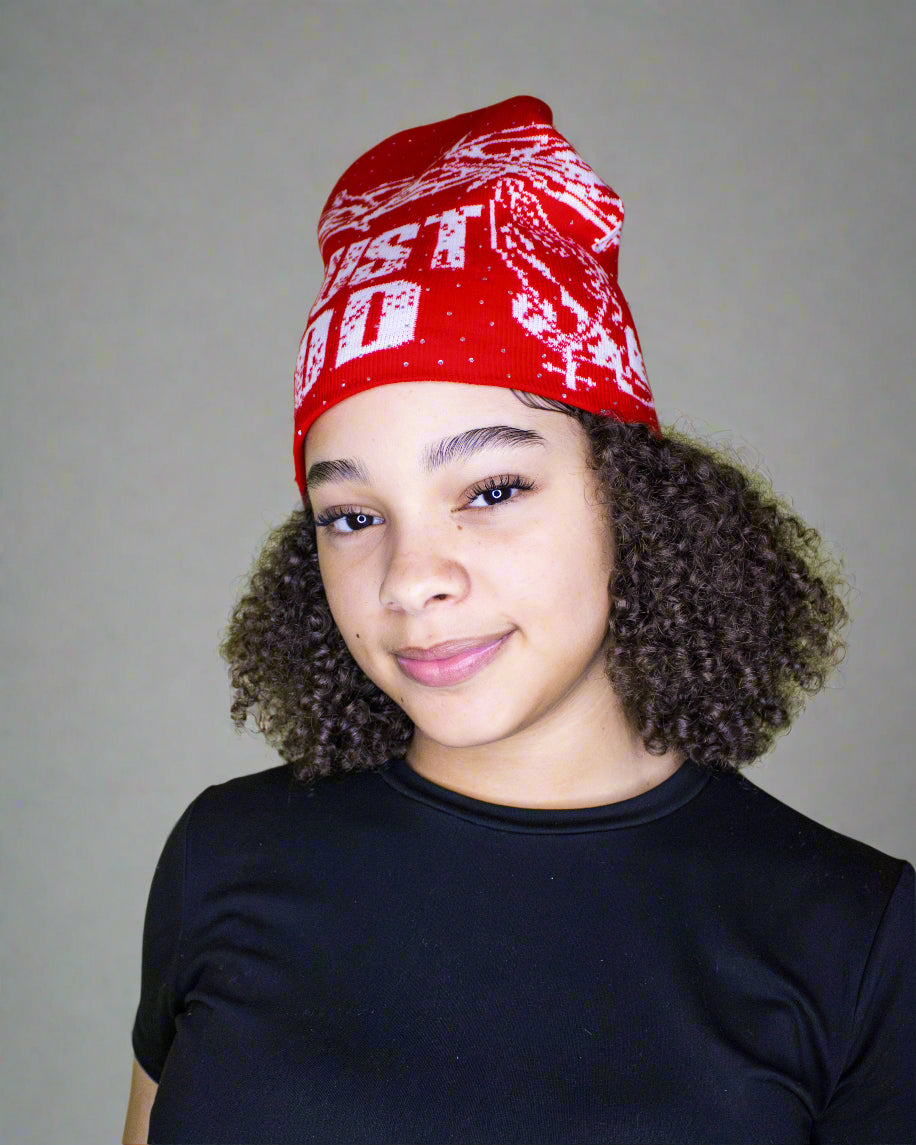 "Crimson Red" Trust God Silk Lined Crown Beanie