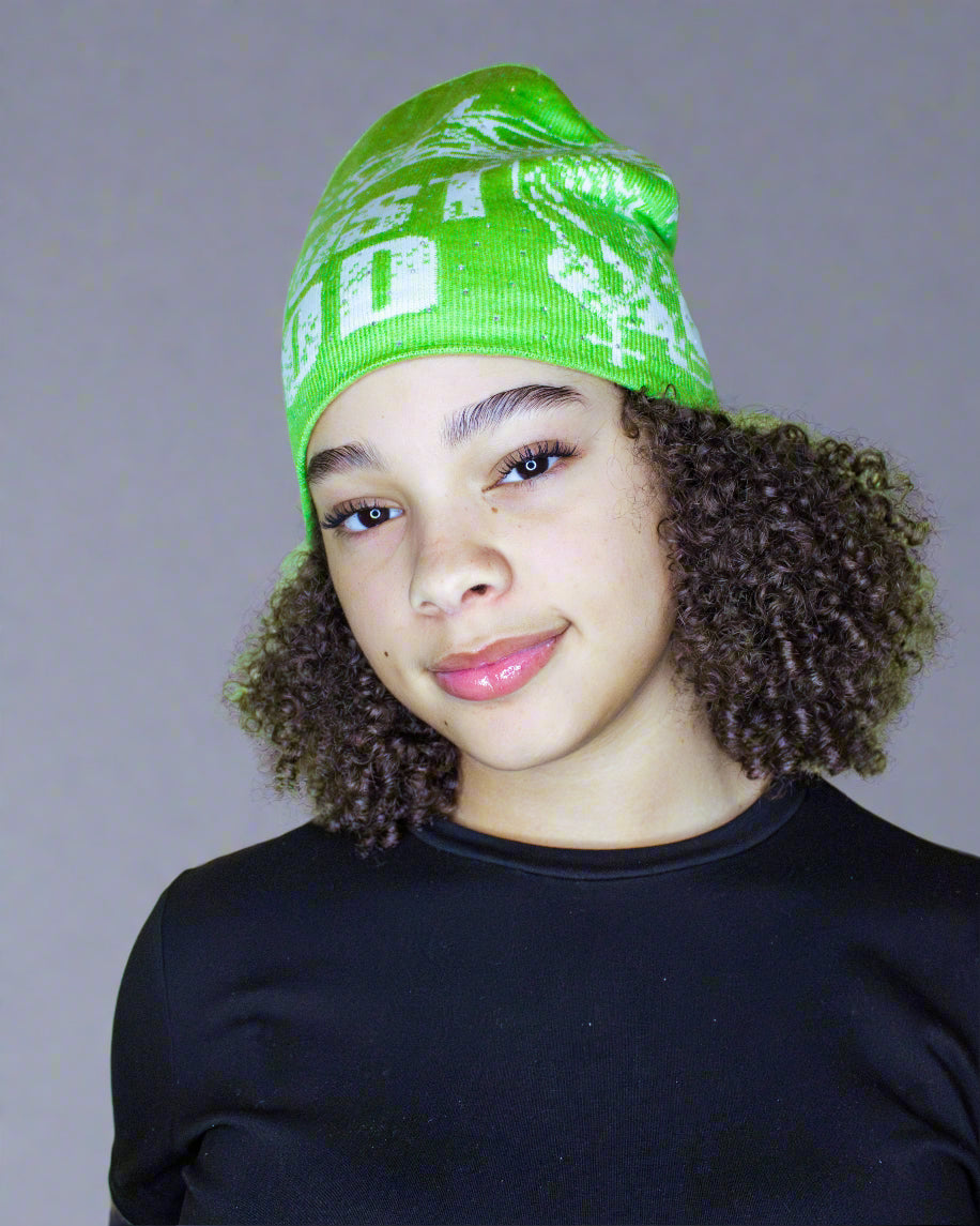 "Lime Green" Trust God Silk Lined Crown Beanie